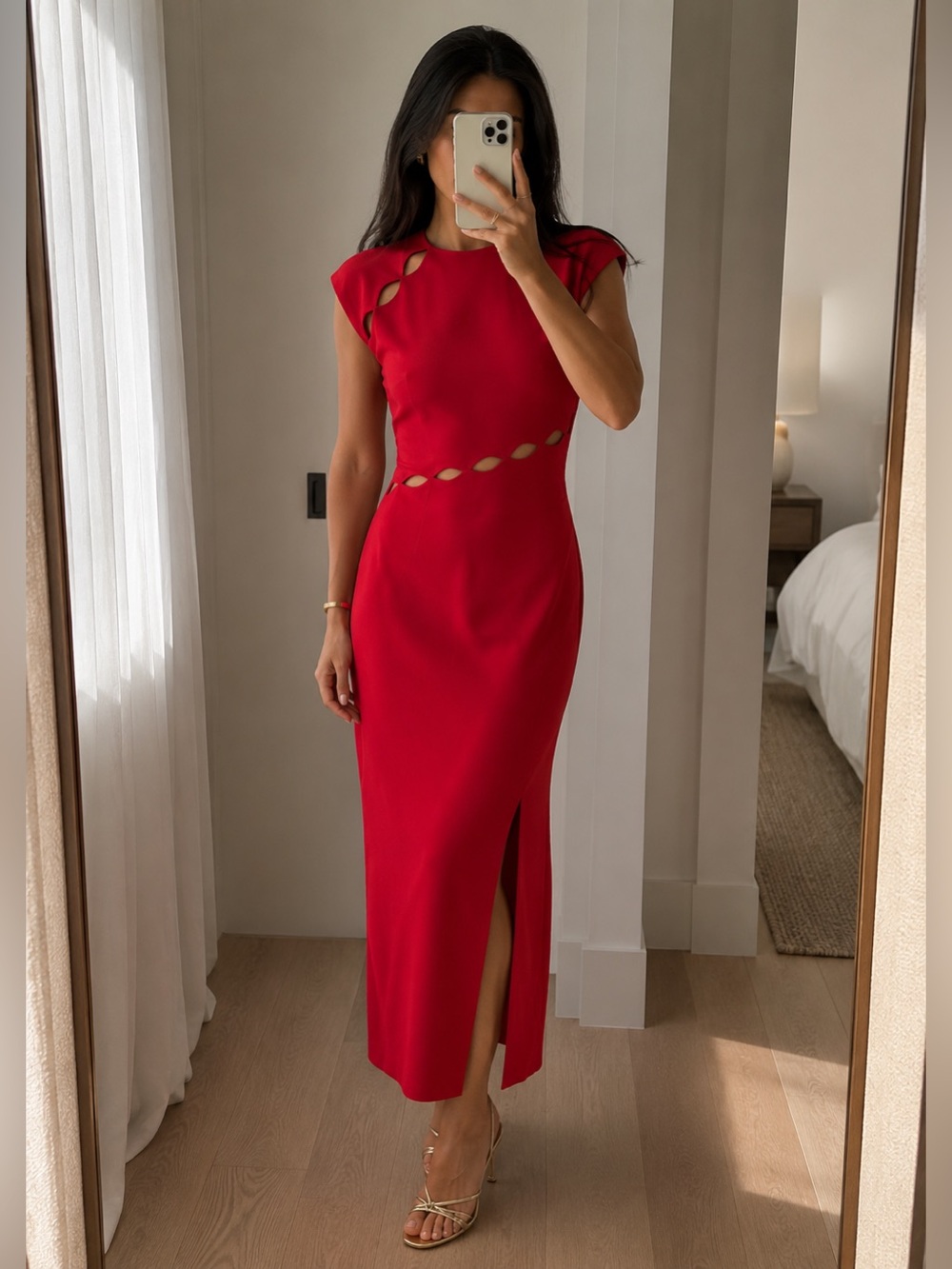 BA&SH Chassy Cutout Midi Dress Fuchsia Pink Size 1 (US 4) Brand New Without Tags